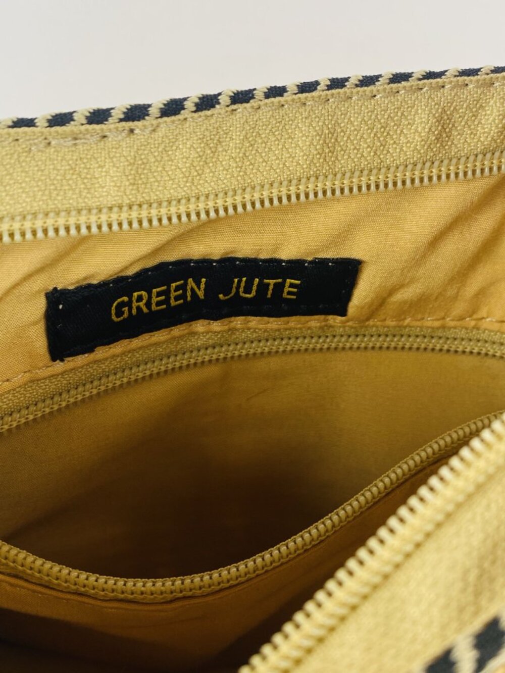 VTG NOS 70s Green Jute Crossbody Bag Chevron Strap Natural Fiber Boho Hippie - Picture 16 of 16